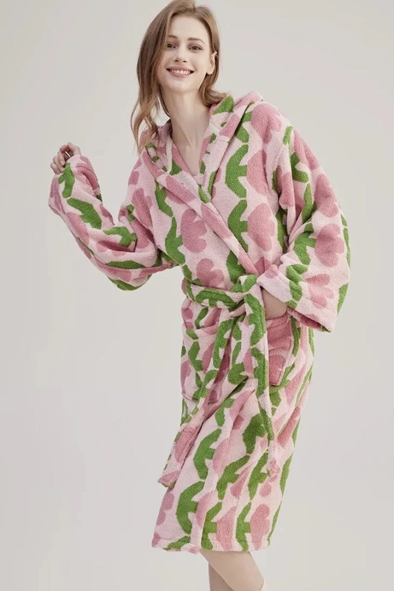 Whimsical Tulip Organic Cotton Hooded Bath Robe - Luxuriously Soft & Eco-Friendly