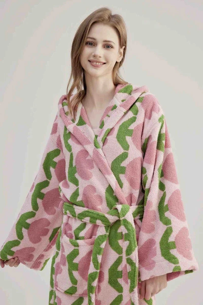 Whimsical Tulip Organic Cotton Hooded Bath Robe - Luxuriously Soft & Eco-Friendly