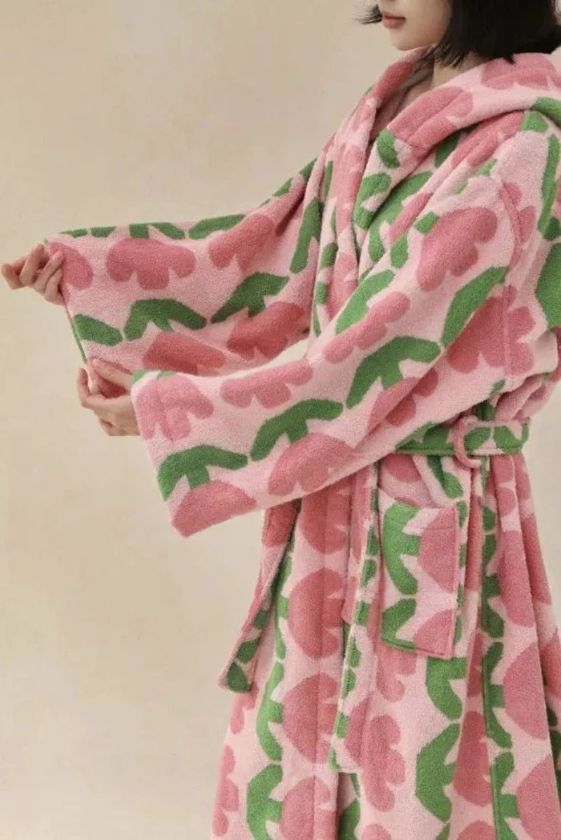 Whimsical Tulip Organic Cotton Hooded Bath Robe - Luxuriously Soft & Eco-Friendly